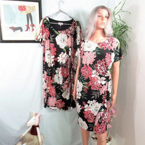 Robbie Bee Faux Wrap Stretch Floral Shift 1X